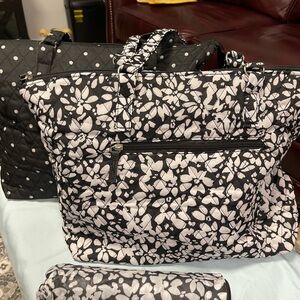 Floral Black and White Tote Bag
